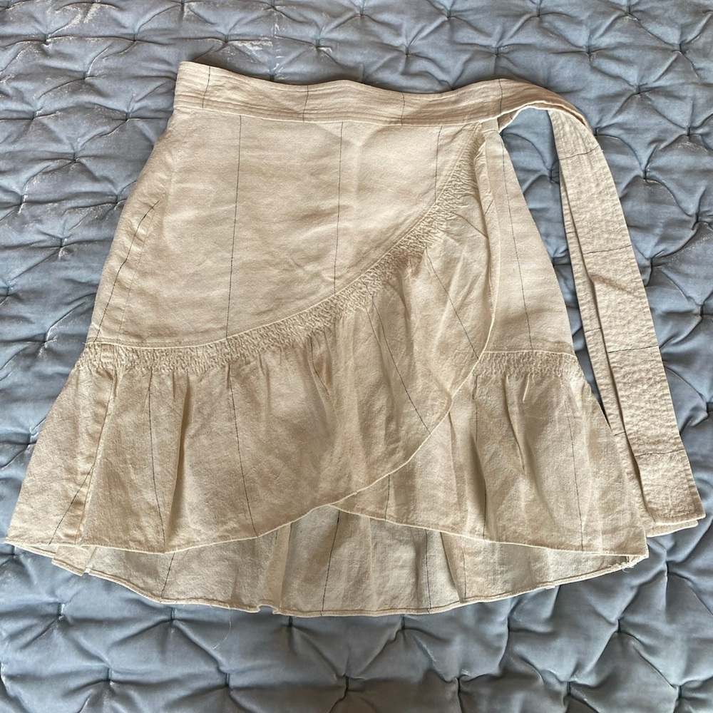ALC Tan Asymmetrical Wrap Mini Skirt